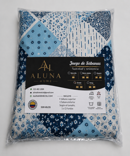 🌊Juego De Sábanas Brisa Azul