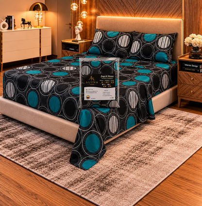 🪻Juego De Sabanas Comfort Círculos Turquesa