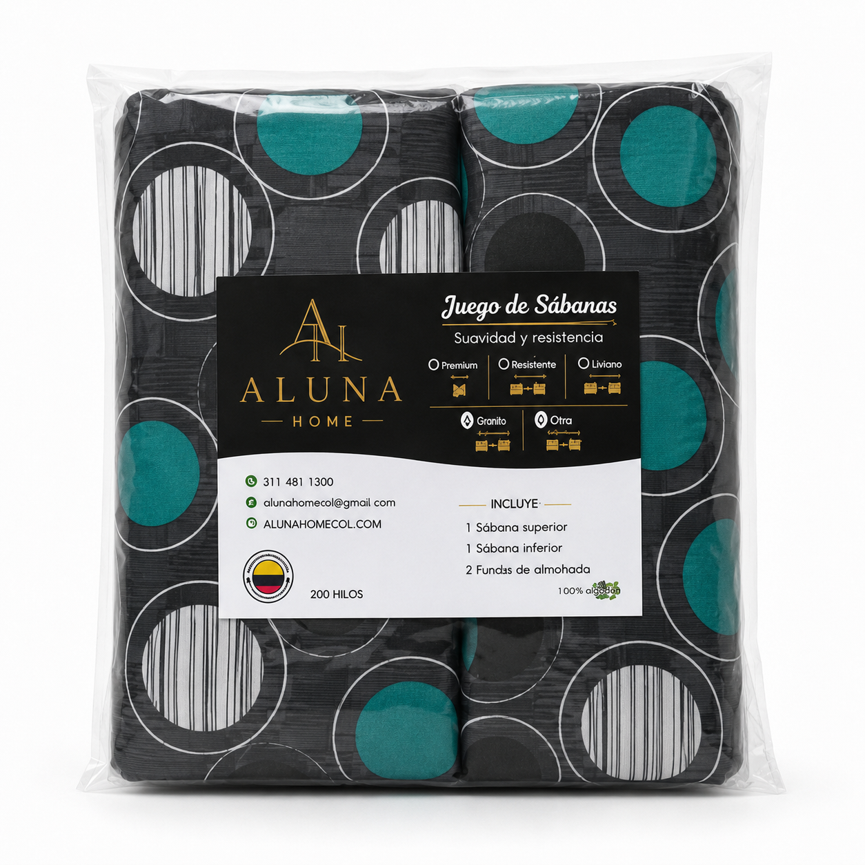 🪻Juego De Sabanas Comfort Círculos Turquesa