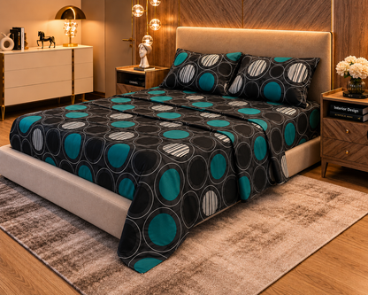 🪻Juego De Sabanas Comfort Círculos Turquesa