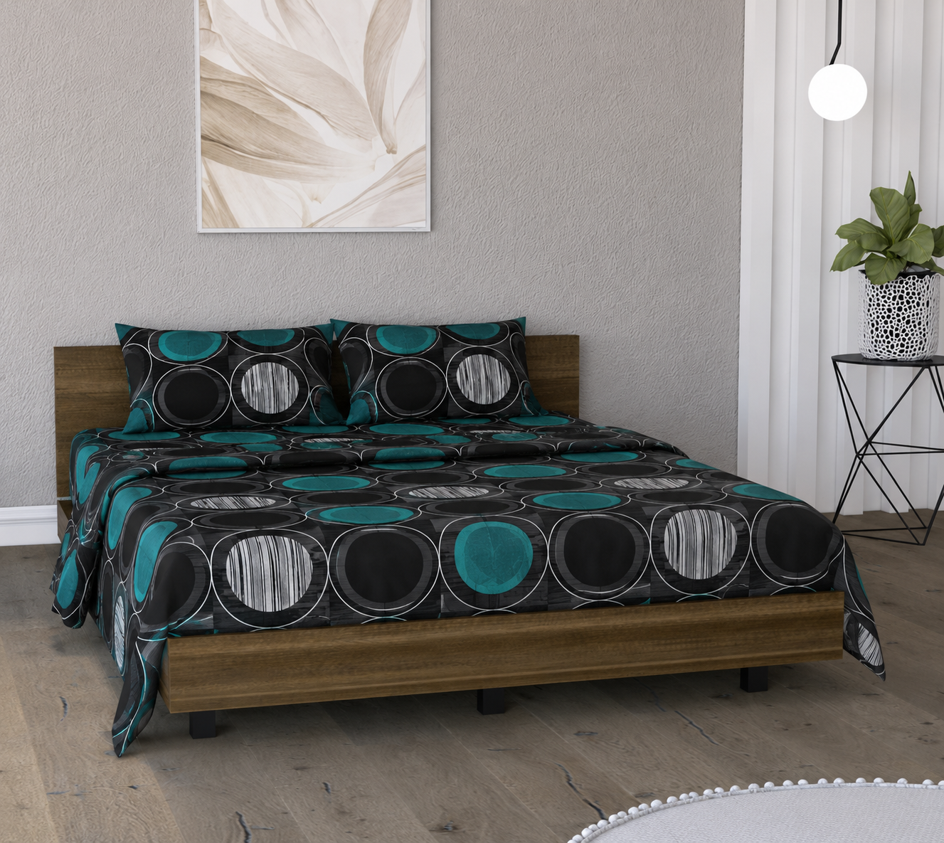 🪻Juego De Sabanas Comfort Círculos Turquesa